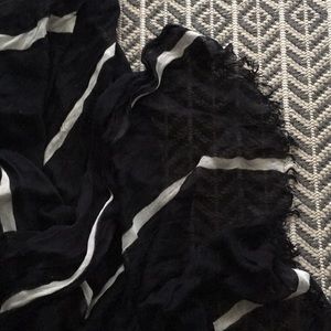Light weight black scarf/wrap with white stripes